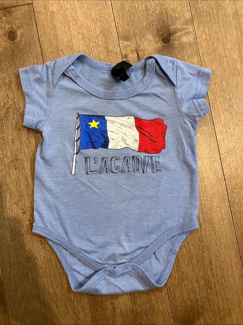 Light Blue L'Acadie Flag Baby One-Piece Bodysuit